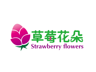 文大為的中文：草莓花朵；英文：Strawberry flowerslogo設計