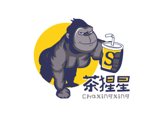 奶茶飲品logo - 茶猩星logo設計