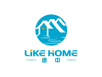 朱紅娟的途中 like home民宿品牌logo設(shè)計logo設(shè)計