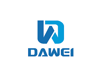 彭波的DaWei字母LOGO設計，酷炫簡潔，有力量感logo設計